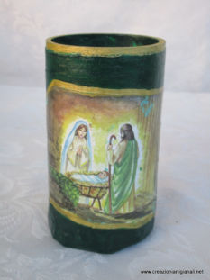 Portapenne verde con natività
